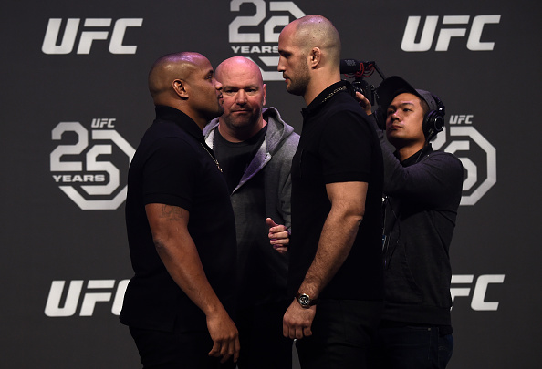Daniel Cormier and Volkan Oezdemir face-off at the UFC 220 Press Conference
