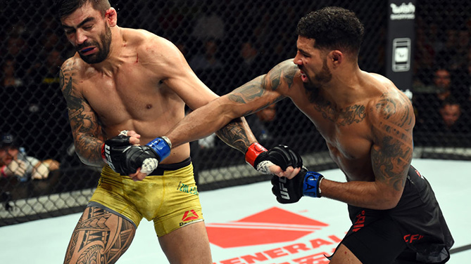 SAO PAULO, BRAZIL - OCTOBER 28: (R-L) <a href='../fighter/max-griffin'>Max Griffin</a> punches <a href='../fighter/elizeu-zaleski-dos-santos'>Elizeu Zaleski dos Santos</a> of Brazil in their welterweight bout during the <a href='../event/UFC-Silva-vs-Irvin'>UFC Fight Night </a>event inside the Ibirapuera Gymnasium on October 28, 2017 in Sao Paulo, Brazil. (Photo by Josh Hedges/Zuffa LLC)“ align=“center“/>No one likes to lose in the fight game. Max Griffin may dislike it more than most. But when he looks back to his October defeat to Elizeu Zaleski dos Santos, he can be a little more philosophical about it, especially when he considers what that Fight of the Night meant to his career and his life.<p>“If I would have put him away when I dropped him, I wouldn’t have gotten Performance of the Night or the bonus,” he said, talking about the second-round knockdown he scored that followed a hellacious first round that had Griffin in trouble. “For me to get hurt like that and come back and be on Bambi legs and bust him up and make him start shooting on me if it wasn’t back and forth to get that bonus, we wouldn’t be talking about this right now.”</p><p>“This” is Griffin’s new career as a full-time fighter. From the time he put on the gloves professionally for the first time, the Sacramento product juggled life in the workforce with life in the fight business. It’s the tale of many up and comers, and one that can push someone’s resolve to the limit.</p><p>“I’ve been working since I was 15 years old, full-time,” he said. “So more than half my life I’ve been working. When I was 21, I started training. Train in the morning, go to work, train at night. That was my life.”</p><p>Add in a wife and son, and Mr. Griffin had precious little time to take the rest of the world in. But he was dedicated and determined to make it big in MMA, and after going 1-1 in his first two UFC fights, the third fight was the charm, with his bout against Zaleski dos Santos earning him the post-fight bonus that allowed him to quit his job as a Facilities Coordinator for Corporate Real Estate at Blue Shield of California.</p><p>“I’ve been working my whole life just to be able to fight full-time,” he said. “I had a hard road, so for me to get here and be able to do everything I need, now I get to put everything together instead of doing stuff once or twice a week. It’s incredible. I’m ready for the next level, and this fight’s gonna show it. I’m beyond excited.”</p><p>This weekend, Griffin not only gets his chance to show what full-time Max “Pain” can do in the Octagon, he gets to do it on the opening fight of this weekend’s FOX card in Orlando when he faces <a href=