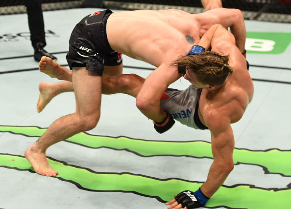 SYDNEY, AUSTRALIA - NOVEMBER 19: (L-R) Jake Matthews of Australia takes down <a href='../fighter/bojan-velickovic'>Bojan Velickovic</a> of Serbia in their welterweight bout during the UFC Fight Night event inside the Qudos Bank Arena on November 19, 2017 in Sydney, Australia. (Photo by Josh Hedges/Zuffa LLC/Zuffa LLC via Getty Images)“ align=“right“/> hard,” he said. “And when your health comes into play and your doctor’s saying you can’t do this anymore, it’s a punch in the gut and you realize you have to make a change.”</p><p>Last November, Matthews returned to welterweight and the win column with a hard-fought split decision over Bojan Velickovic. It wasn’t his best performance, but he’ll take the win, and more importantly, now he feels like he’s home again.</p><p>“This is where I’m naturally supposed to be,” Matthews said. “The last camp was awesome, fight week was awesome, and I was actually able to train. At lightweight, I didn’t have the energy to push hard sessions out, whereas last time I was able to hit the pads hard all the way out to the day before weigh-ins, so mentally it’s a good thing to be able to know that you can push and you have the energy. I don’t have to be miserable all fight week, having to eat just salad. It’s much better.”</p><p>And he promises this weekend’s performance will also raise the bar again, and if Matthews can fulfill his potential at 170 pounds, the division may soon have itself a new contender and eventually, a champion. That sounds about right for Matthews, who has always pictured himself following one of his fighting idols to the top of the welterweight class.</p><p>“I think the reason I fought welterweight when I was younger when I was so light was because my favorite fighter of all-time was <a href=