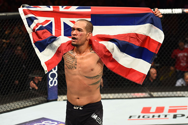 DETROIT, MI - DECEMBER 02: <a href='../fighter/Yancy-Medeiros'>Yancy Medeiros</a> reacts after defeating <a href='../fighter/alex-oliveira'>Alex Oliveira</a> of Brazil in their welterweight bout during the UFC 218 event inside Little Caesars Arena on December 02, 2017 in Detroit, Michigan. (Photo by Josh Hedges/Zuffa LLC/Zuffa LLC via Getty Images)“ align=“center“/></div><div readability=