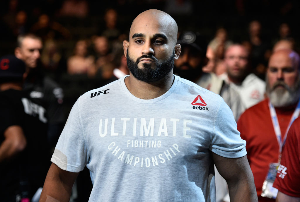 EDMONTON, AB - SEPTEMBER 09: Arjan Singh Bhullar of Canada prepares to enter the Octagon before facing Luis Henrique of Brazil in their heavyweight bout during the UFC 215 event inside the Rogers Place on September 9, 2017 in Edmonton, Alberta, Canada. (Photo by Jeff Bottari/Zuffa LLC/Zuffa LLC via Getty Images)