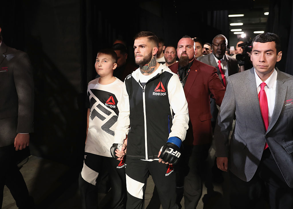 LAS VEGAS, NV - DEC. 30: Cody Garbrandt walks to the Octagon to face Dominick Cruz in their UFC bantamweight championship bout during the UFC 207 event. (Photo by Christian Petersen)