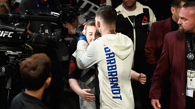 LAS VEGAS, NV - DEC. 30: Cody Garbrandt prepares to enter the Octagon to face Dominick Cruz in their UFC bantamweight championship bout during the UFC 207 event at T-Mobile Arena. (Photo by Josh Hedges/Zuffa LLC)