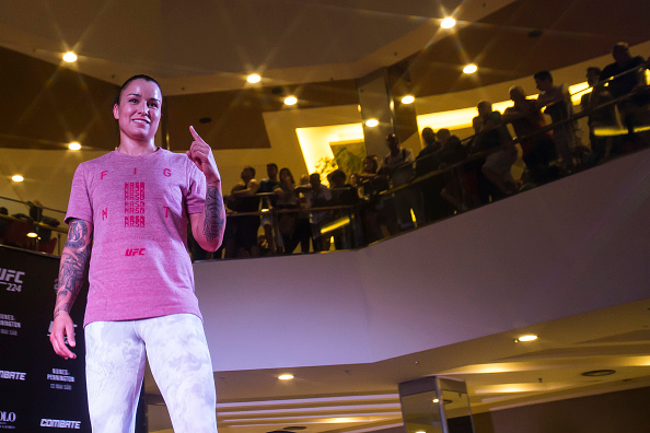 RIO DE JANEIRO, BRAZIL - MAY 09: UFC women's bantamweight contender Raquel Pennington of the United States holds an open training session at Barra Shopping Mall on May 9, 2018 in Rio de Janeiro, Brazil. (Photo by Bruna Prado/Zuffa LLC via Getty Images)