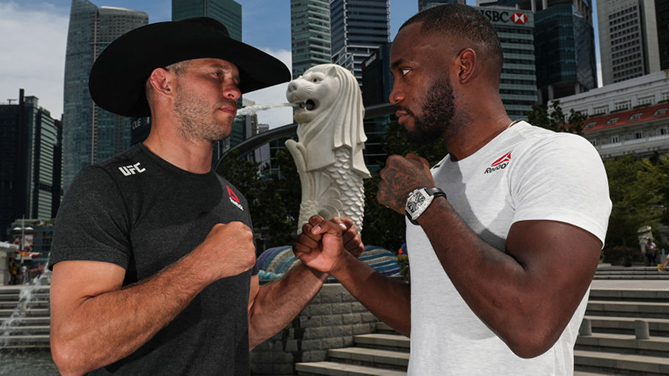 <a href='../fighter/Donald-Cerrone'>Donald Cerrone</a> (L) and <a href='../fighter/leon-edwards'>Leon Edwards</a> pose for a photo at the Merlion Park, overlooking the financial district, on April 25, 2018 in Singapore. (Photo by Yong Teck Lim/Zuffa LLC)“ align=“center“/> Depending on where you sit in the world, it will either be an early morning or late night when UFC Singapore begins on UFC FIGHT PASS at 4:30am ET / 1:30am PT on June 23. But no matter what time zone you’re in, get ready for a full slate of fights that will feature top contenders, rising stars and everything in between. In other words, here are your ten reasons to watch UFC Singapore.<p><strong>Cowboy</strong><br /><img class=