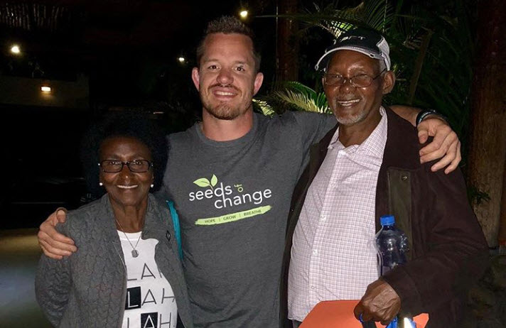 Dollaway and two of his Kenyan hosts, Sara and Simon. From his Instagram.
