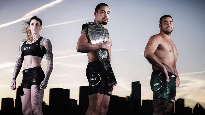 From left to right: <a href='../fighter/megan-anderson'>Megan Anderson</a>, <a href='../fighter/robert-whittaker'>Robert Whittaker</a>, <a href='../fighter/Tai-Tuivasa'>Tai Tuivasa</a>“ align=“center“/><br />The photograph of Robert Whittaker, Tai Tuivasa and Megan Anderson taken by The Daily Telegraph before UFC 225 in Chicago was titled “The Takeover.”<p>They weren’t kidding.</p><p>New Zealand-born Aussie Whittaker, the middleweight champion of the world and the first fighter from Down Under to hold a UFC crown, won an instant classic over <a href=