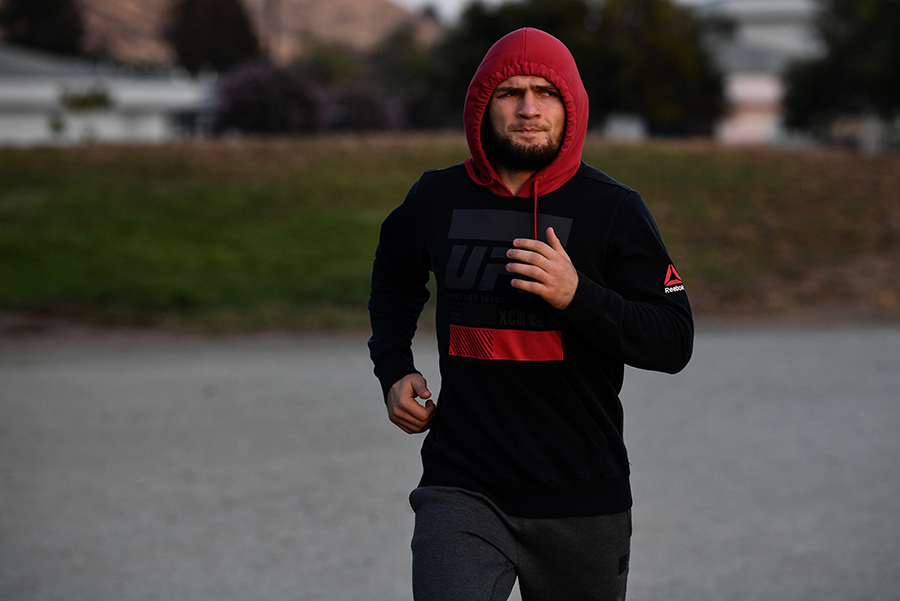 SAN JOSE, CA - AUGUST 30: <a href='../fighter/Khabib-Nurmagomedov'>Khabib Nurmagomedov</a> runs on the track on August 30, 2018 in San Jose, California (Photo by Brandon Magnus)“ align=“center“/> When we first sat down with Khabib Nurmagomedov, the 24-year-old was already 20-0 as a pro and four wins into his UFC career. Yet even at this early stage, it was clear that a championship was in the future of “The Eagle,” who will defend his lightweight crown against <a href=