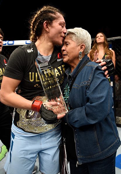 LAS VEGAS, NV - DECEMBER 01: Nicco Montano celebrates with her grandmother after her unanimous-decision victory over <a href='../fighter/Roxanne-Modafferi'>Roxanne Modafferi</a> in their women’s flyweight championship bout during the TUF Finale event inside Park Theater on December 01, 2017 in Las Vegas, Nevada. (Photo by Jeff Bottari/Zuffa LLC/Zuffa LLC via Getty Images)“ align=“left“/><p>That could have been the end of the story, but it was only beginning. In a competition with 15 of the best flyweights in the world, Montano knew the odds were against her, but by her third practice with Team Gaethje, she knew she had a shot.</p><p>“I knew I was gonna have to fight girls like this one day. On the show it just became real.”</p><p>First Montano upset <a href=