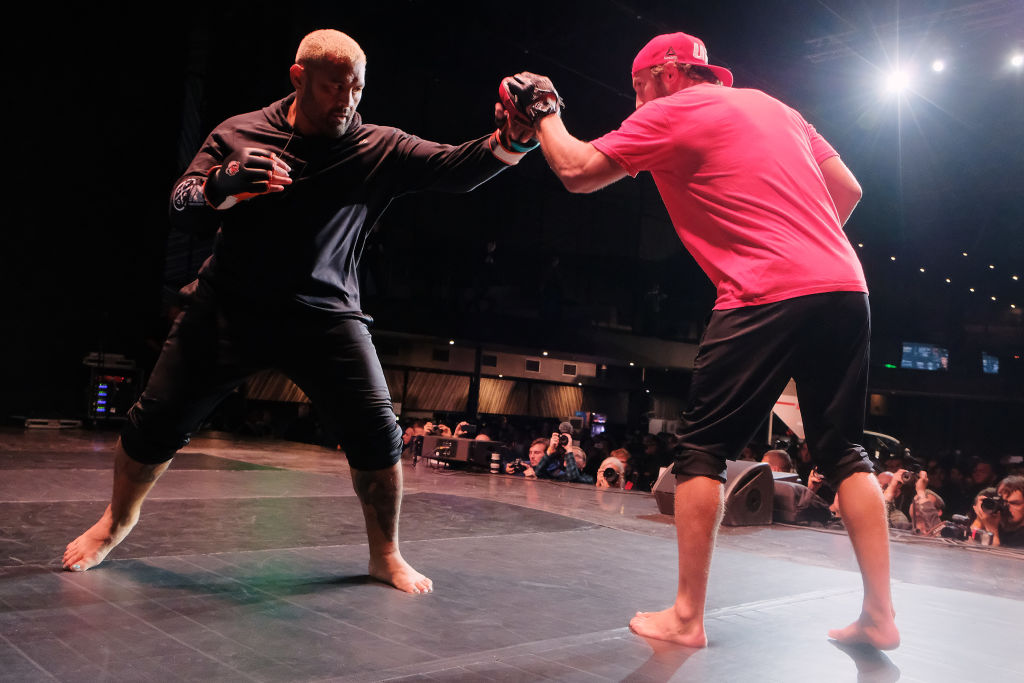 MOSCOW, RUSSIA - SEPTEMBER 12: Mark Hunt holds an open workout for fans and media during UFC Fight Night open workout at Cition Hall on September 12, 2018 in Moscow, Russia. (Photo by Oleg Nikishin/Zuffa LLC/Zuffa LLC)