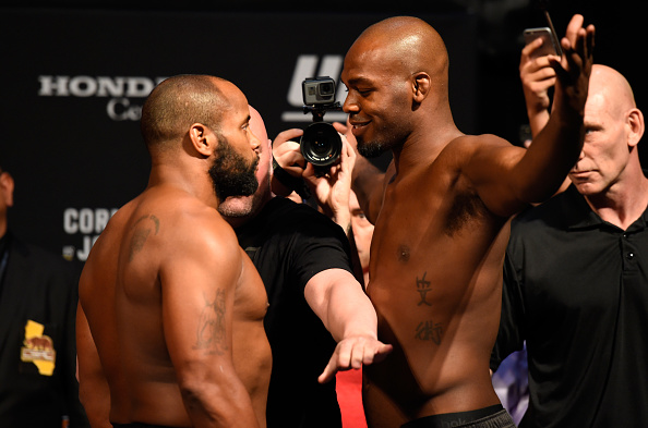 ANAHEIM, CA - JULY 28: (L-R) <a href='../fighter/Daniel-Cormier'>Daniel Cormier</a> and <a href='../fighter/Jon-Jones'>Jon Jones</a> face off during the UFC 214 weigh-in inside the Honda Center on July 28, 2017 in Anaheim, California. (Photo by Josh Hedges/Zuffa LLC/Zuffa LLC via Getty Images)“ align=“center“/><strong>Daniel Cormier vs. Jon Jones – UFC 214 (July 29, 2017)</strong> <strong>(Watch on UFC FIGHT PASS)</strong></div><p><strong><a href=