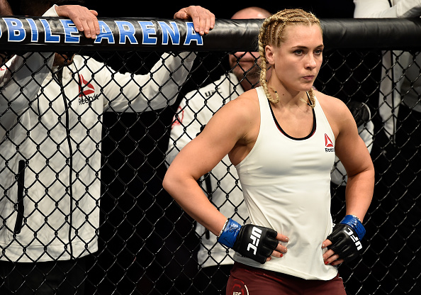 LAS VEGAS, NV - MARCH 03: Yana Kunitskaya of Russia prepares to fight Cris Cyborg in their women's featherweight bout during the UFC 222 event inside T-Mobile Arena on March 3, 2018 in Las Vegas, Nevada. (Photo by Jeff Bottari/Zuffa LLC/Zuffa LLC via Getty Images)