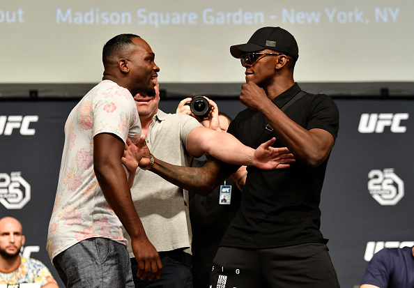 LOS ANGELES, CA - AUGUST 03: (L-R) Opponents <a href='../fighter/Derek-Brunson'>Derek Brunson</a> and <a href='../fighter/Israel-Adesanya'>Israel Adesanya</a> face off during the UFC press conference inside the Orpheum Theater on August 3, 2018 in Los Angeles, California. (Photo by Jeff Bottari/Zuffa LLC/Zuffa LLC via Getty Images)“ align=“center““/><strong>DEREK BRUNSON VS. ISRAEL ADESANYA</strong></div><p>There’s a lot of bad blood simmering in the fight that will kick off the UFC 230 main card as Derek Brunson takes on fast rising star Israel Adesanya. Since first arriving in the UFC, Adesayna has made waves while making a quick rise up the ranks, but he’ll face his stiffest test to date on Saturday night while going up against a legitimate powerhouse in Brunson. The former college wrestler still has a suffocating ground game, but he’s shown a willingness to trade bombs with anybody truly ready to exchange with him. It’s safe to say that Adesanya will happily accept that kind of fight while each of these fighters looks to settle their grudge inside the Octagon.</p><p><strong><a href=