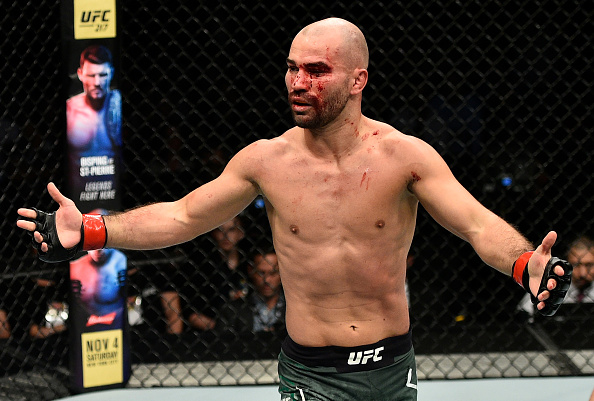 GDANSK, POLAND - OCTOBER 21: Artem Lobov of Russia taunts opponent Andre Fili (not pictured) in their featherweight bout during the UFC Fight Night event inside Ergo Arena on October 21, 2017 in Gdansk, Poland. (Photo by Jeff Bottari/Zuffa LLC/Zuffa LLC via Getty Images)