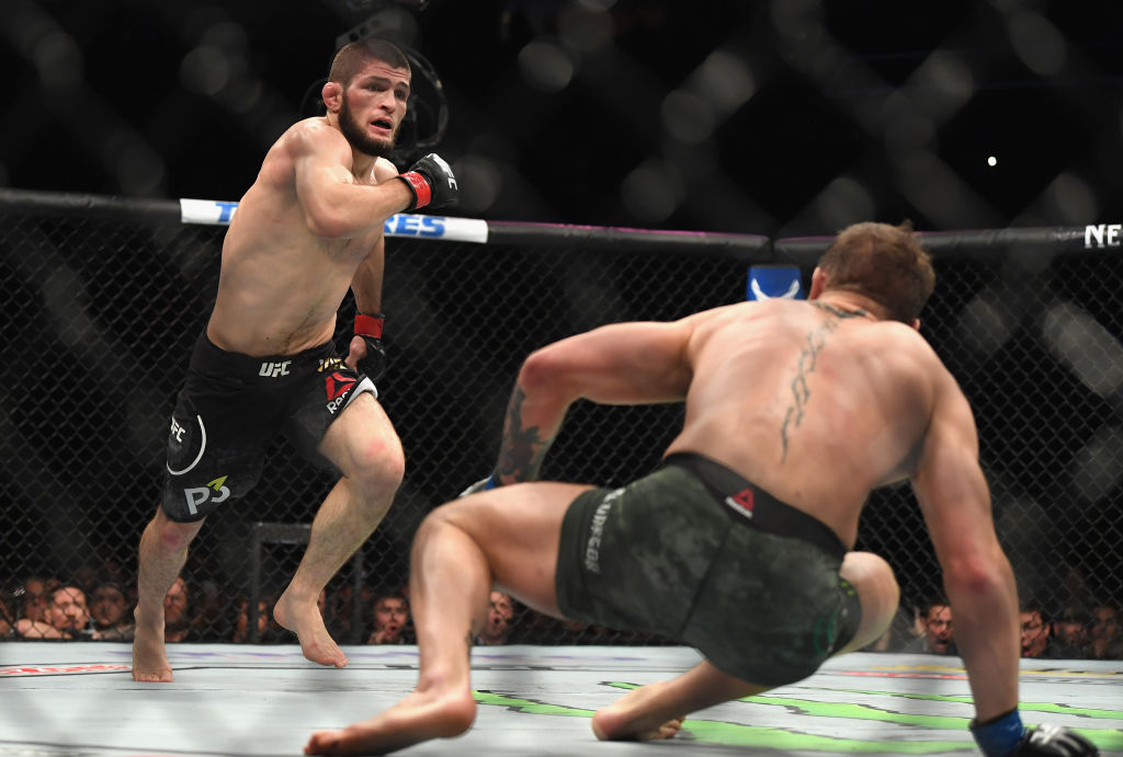 LAS VEGAS, NV - OCTOBER 06: <a href='../fighter/Khabib-Nurmagomedov'>Khabib Nurmagomedov</a> of Russia (L) chases down <a href='../fighter/Conor-McGregor'>Conor McGregor</a> of Ireland in their UFC lightweight championship bout during the UFC 229 event inside T-Mobile Arena on October 6, 2018 in Las Vegas, Nevada. (Photo by Harry How/Getty Images)“ align=“center““/>Saturday’s UFC 229 event is in the books, and now that the dust has settled in Las Vegas, it’s time to go to the scorecard to see who the big winners were at T-Mobile Arena.</div><p class=