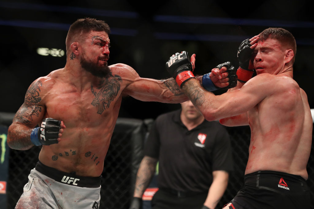 LAS VEGAS, NV - JULY 07: <a href='../fighter/mike-perry'>Mike Perry</a> punches <a href='../fighter/paul-felder'>Paul Felder</a> in their welterweight fight during the UFC 226 event inside T-Mobile Arena on July 7, 2018 in Las Vegas, Nevada. (Photo by Christian Petersen/Zuffa LLC/Zuffa LLC via Getty Images)“ align=“center“/>Six months into his time at Jackson-Wink MMA, Mike Perry couldn’t be happier.</div><p class=