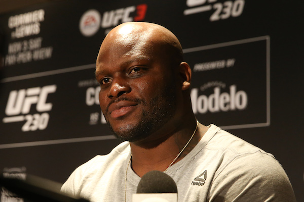 NEW YORK, NY - NOVEMBER 1: <a href='../fighter/Derrick-Lewis'>Derrick Lewis</a> interacts with media during the UFC 230 <a href='../event/Ultimate-Brazil'>ultimate </a>media day at New York Marriott Marquis on November 1, 2018 in New York City. (Photo by Ed Mulholland/Zuffa LLC via Getty Images“ align=“center“/>Derrick Lewis tried to keep a straight face when asked why the UFC approached him to fight for <a href=