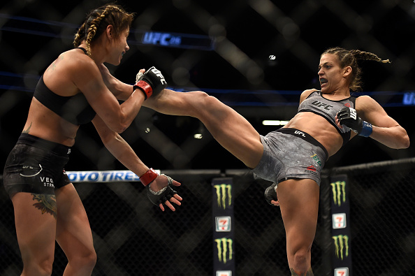 LAS VEGAS, NV - OCTOBER 07: (R-L) <a href='../fighter/poliana-botelho'>Poliana Botelho</a> of Brazil kicks <a href='../fighter/pearl-gonzalez'>Pearl Gonzalez</a> in their womens strawweight bout during the UFC 216 event inside T-Mobile Arena on October 7, 2017 in Las Vegas, Nevada. (Photo by Brandon Magnus/Zuffa LLC/Zuffa LLC via Getty Images)“ align=“center““/>I don’t know about you, but I’m still buzzing from the way Saturday night’s 25th Anniversary show in Denver ended.</div><p class=