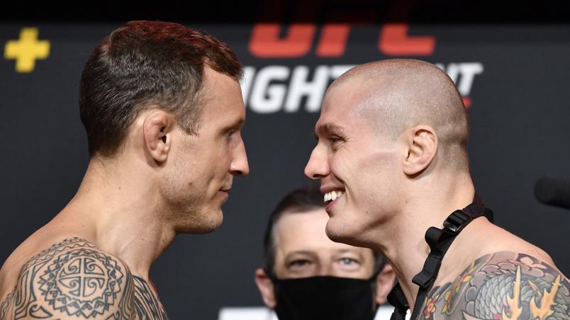 UFC Fight Night: Hermansson vs Vettori, Jack Hermansson and Marvin Vettori face off a the weigh-ins from the UFC Apex
