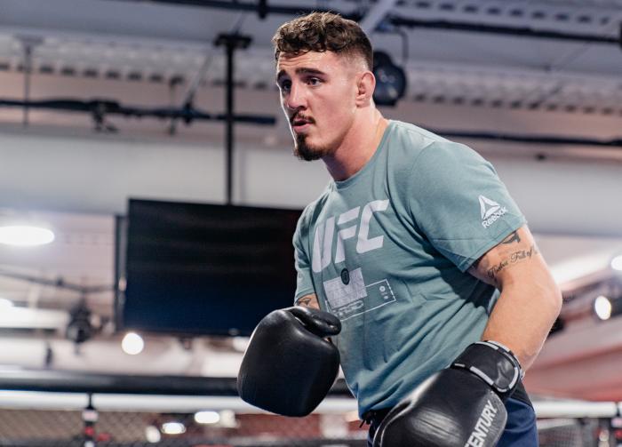 Tom Aspinall trains for his fight at UFC Fight Night: Blaydes vs Lewis at the UFC Performance Institute on February 17, 2021. (Photo by Zac Pacleb)
