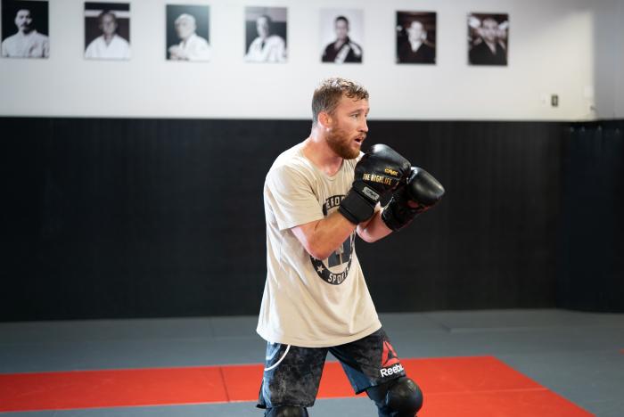Justin Gaethje trains at Easton Training Center in Denver, Colorado, on August 24, 2021. (Photo by Mckenzie Pavacich)