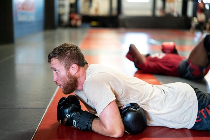 Justin Gaethje trains at Easton Training Center in Denver, Colorado, on August 24, 2021. (Photo by Mckenzie Pavacich)