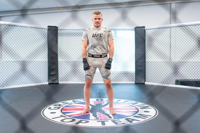 UFC featherweight Nathaniel Wood poses for a photo during his training session at Great Britain Top Team In Mitcham, South London, United Kingdom. (Photo by John Barry/Zuffa LLC)