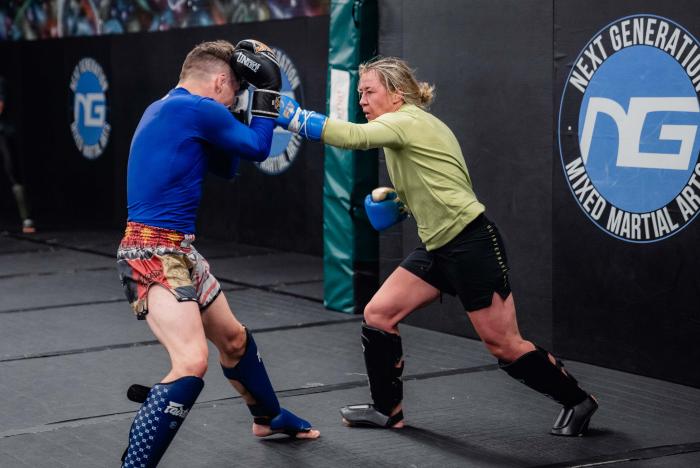 Molly McCann trains at Next Generation MMA in Liverpool, Merseyside, England, on September 27, 2022. (Photo by Zac Pacleb/Zuffa LLC)