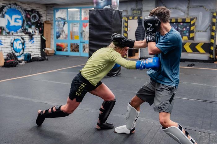 Molly McCann trains at Next Generation MMA in Liverpool, Merseyside, England, on September 27, 2022. (Photo by Zac Pacleb/Zuffa LLC)