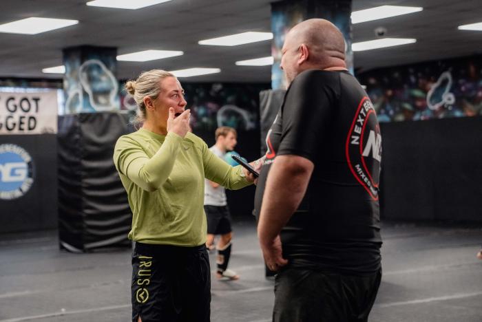 Molly McCann trains at Next Generation MMA in Liverpool, Merseyside, England, on September 27, 2022. (Photo by Zac Pacleb/Zuffa LLC)