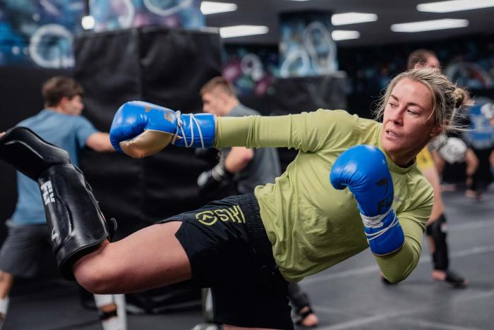 Molly McCann trains at Next Generation MMA in Liverpool, Merseyside, England, on September 27, 2022. (Photo by Zac Pacleb/Zuffa LLC)